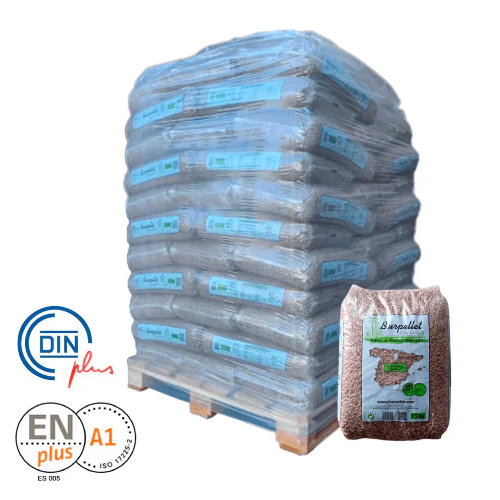 Pellets de Madera Burpellet - 1 Palet de 77 Sacos de 15 kg (Certificado ENplus A1)