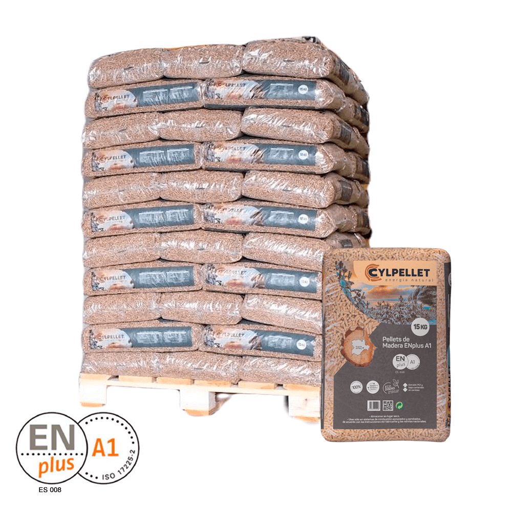 Pellets de Madera CYL - Palet Completo de 77 Sacos de 15kg