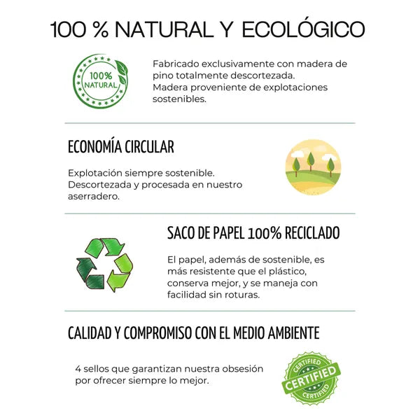 Naturpellets - 9 Palets de 693 sacos de 15 kg (10.395 kg total) - Certificado ENplus A1