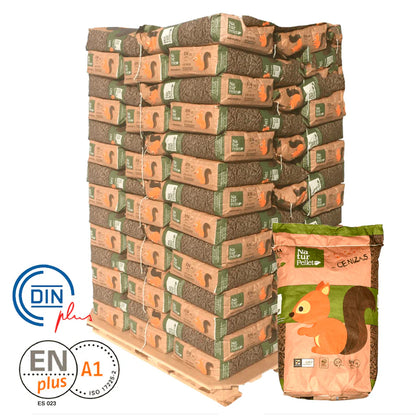Naturpellet - 4 Palets de Pellets de Madera Certificados ENplus A1 (308 sacos de 15 kg)